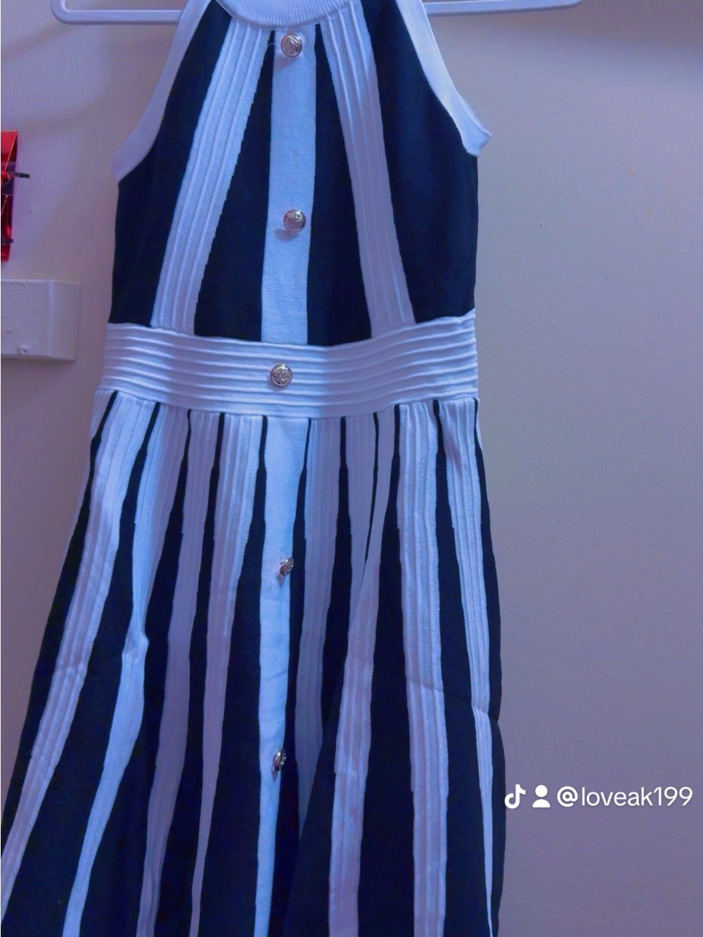 Girls Navy and White Striped Sleeveless Summer Dress